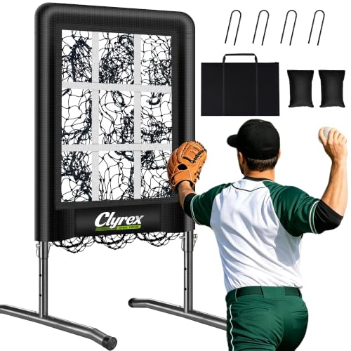 Image of 9 Hole Pitching Net with Strike Zone, Baseball Softball Pitching Target for Accuracy Training