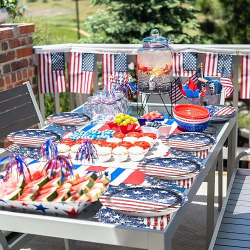 Image of Qyeahkj 100 Pcs 4th of July Party Plates and Napkins Tableware Set American Flag Birthday Party Dinnerware Supplies Patriotic Favors Independence Memorial Day Decorations for Serve 25