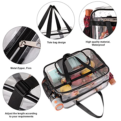 Ueoe Clear Bags Stadium Approved,See Through Tote Bag+Shoulder Strap Large Transparent Bag #TOP4
