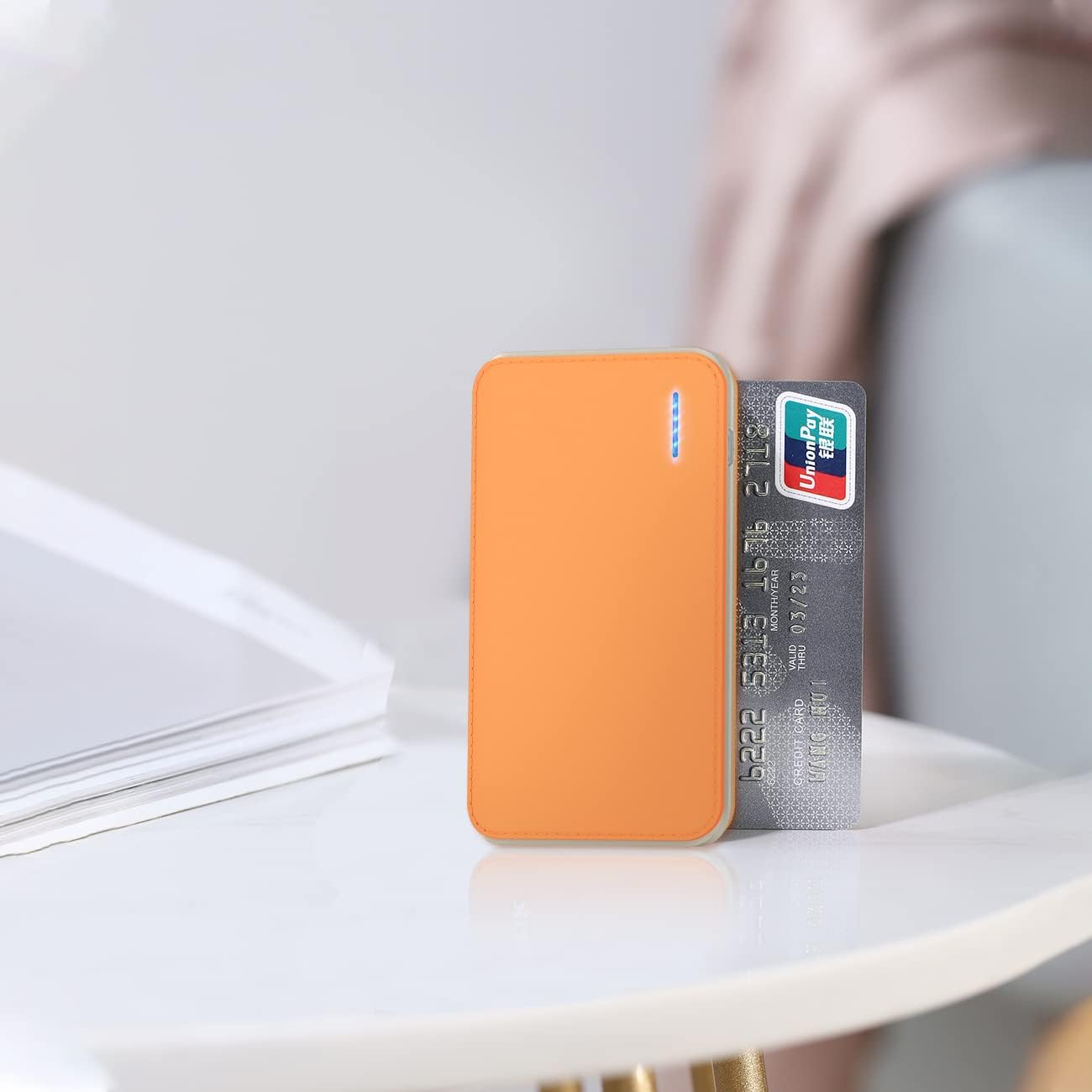 JDB Portable Charger, Ultra-Slim 5V/2.1A 5000mAh Power Bank External Battery Backup Pack,Useful LED Flashlight Compatible with iPhone and Other Android Smartphones Orange