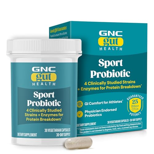 GNC Sport Probiotic 25 Billion CFU, Clinically Studied Strains and Enzymes, GI Comfort for Athletics, 30 Capsules