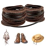 10 Yards 3MM Flat Genuine Leather Cord, PEASUG Real Leather Strips, Natural Leather String, Braided Braiding String for Shoe Laces, Jewelry Making, Necklace, Tool, Crafts - Dark Brown, 9M