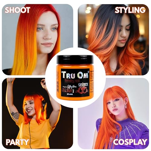 Image of Temporay Hair Color Wax | Metallic Shine | For Men & Women | DIY Instant Hair Color | Temporay Color 1 Day 1 Wash | No Ammonia, Bleach & Damage | Neon Orange - 100 gram