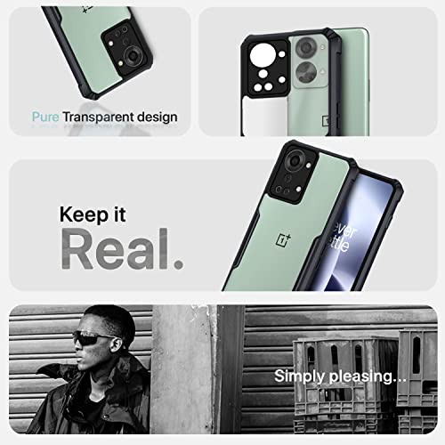 Image of Pikkme Oneplus Nord 2T 5G Back Cover | Crystal Clear Transparent Back | Ultra Hybrid | Full Camera Protection | Raised Edge | Bumper Back Case for Oneplus Nord 2T 5G (Black)