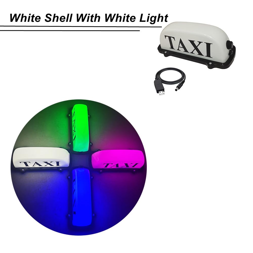 Luz De Señal De TAXI Para Techo De Coche, Luces De TAXI Recargables, Iluminación De TAXI Impermeable Sellada Con Base Magnética, Luz De Señal De TAXI AZUL/ROSA/VERDE/BLANCO (WHITE)