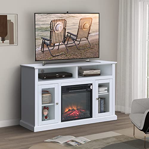 Erinnyees Electric Fireplace Tv Stand For 55 Inch Tv, Media Entertainment Center With Adjustable Shelves, Console Table With Storage Cabinet #TOP6