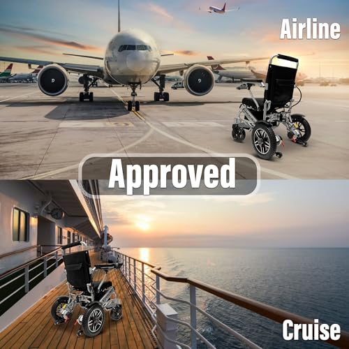 MALISA Electric Wheelchair for Adults, Lightweight Portable All Terrain Wheelchairs, Foldable Motorized Power Wheel Chair, Folding Electric Wheelchair (17.5" Wide Seat)