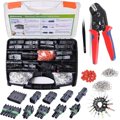 53Sets Weather Pack Connectors Kit 1-6 Pin Connectors with Crimping Tool