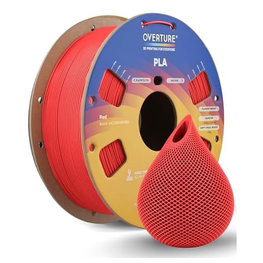 OVERTURE High Speed PLA Filament 1.75mm, Neatly Wound 3D Printer Filament 1kg Spool (2.2lbs) Rapid PLA, Dimensional Accuracy +/- 0.02 mm, Fit Most FDM 3D Printers (Red)