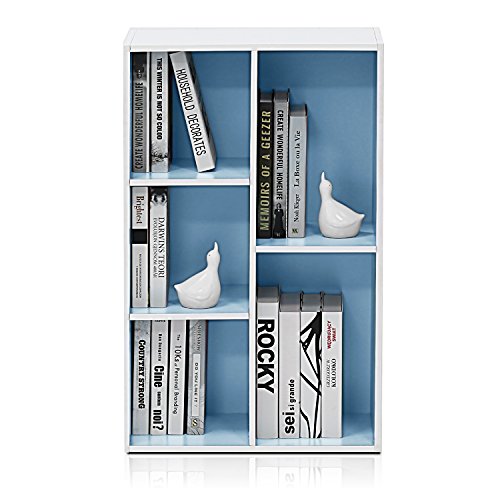 Furinno LUDER Book Shelf, 5-Cube Bookshelf, Reversible Bookcase, 9.4 x 19.5 x 31.5, Easy Assembly, for Living Room, Bedroom, Home Office, White/Light Blue by Furinno - Image 3