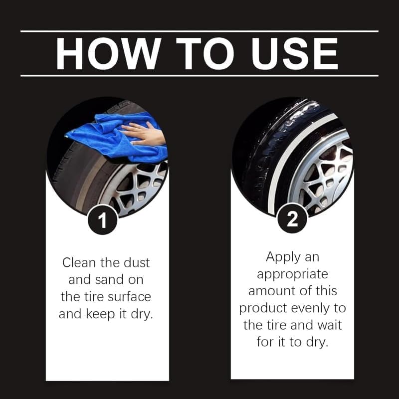 Tyre Nourish Cream, Tire Shine Wax for Car Tires, Restores Black Gloss, UV Protection Waterproof Tire Care Cream, Wheel Refurbishment Polish for Long-Lasting Shine and Clean Look (2PCS) — view 4