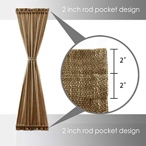 Vortta Burlap Look Door Curtain Rod Pocket Tan Natural Soft Rustic Patio Curtains Panel For French Door Window With Tieback 25W By 72L Inches, 1 Panel #TOP3