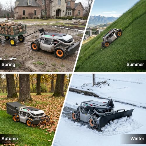 Image of Mowrator S1 4WD 18Ah Remote Control Lawn Mower with Grip Tread Tires, All-Season Yard Care, 119% (50) Slope Climbing, with Leaf Shredding Vacuum, 21 inch Width, 1.5-4.3 inch Cutting Height, Up to 1.12 Acres