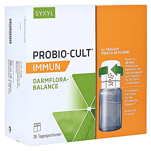 SYXYL ProBio-Cult Immun - Nahrungsergänzungsmittel mit Inulin, Vitamin A, Acerolasaft, Milchsäurebakterien und Selen - Abwehrkräfte von innen unterstützen - 36 Trinkflaschen Cover