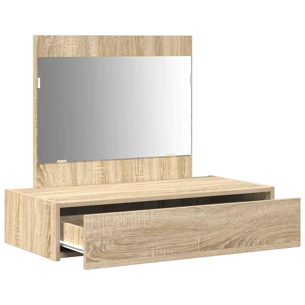 Schminktisch Braun aus Holzwerkstoff 83 x 40 x 70 cm mit Spiegel und Schublade, moderner Kosmetiktisch für Schlafzimmer und Ankleidezimmer, Stauraum und Organizer für Makeup und Pflege