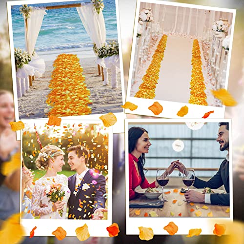 Giegxin 2000 Pcs Halloween Artificial Rose Petals Fake Silk Rose Flower Petals for Thanksgiving Christmas Romantic Nights Wedding Party Decoration Floral Ornaments (Orange, Yellow)