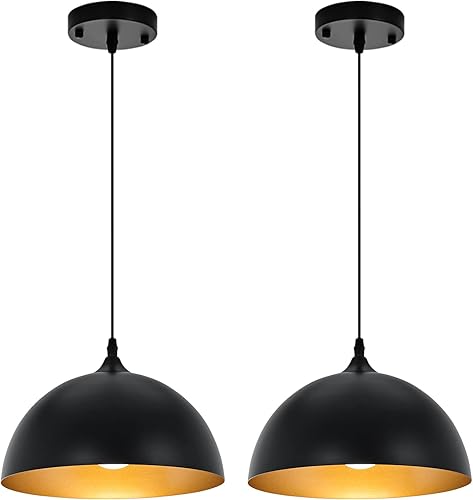 Iluminación colgante de granja para isla de cocina, lámparas colgantes de cúpula negra y dorada, lámpara de techo colgante industrial para comedor, disponible en Yaxa Costa Rica