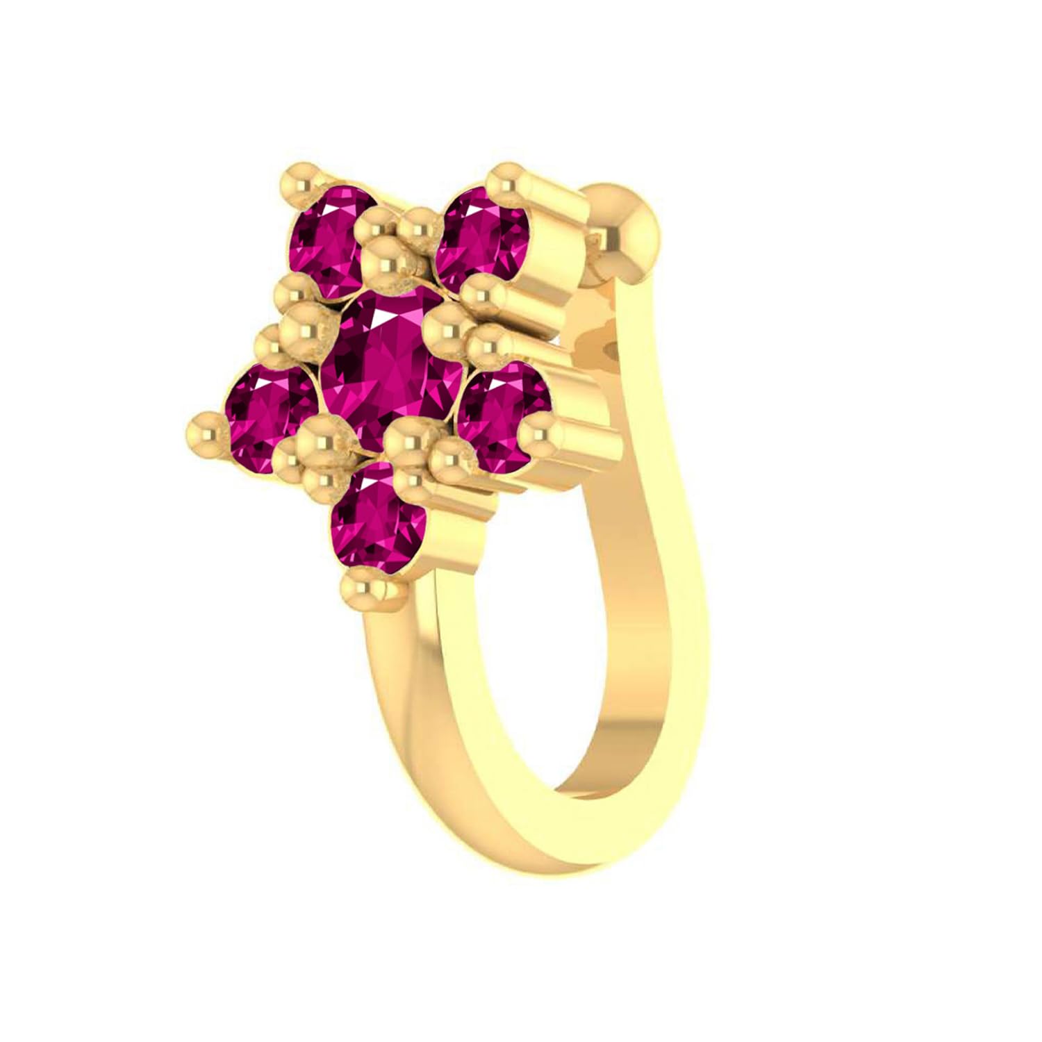 vama FASHIONS Gold Plated Ruby Stone Non Piercing Clip on Nosepin Pressing Type Press Nose Ring For Womens & Girls-picture-43