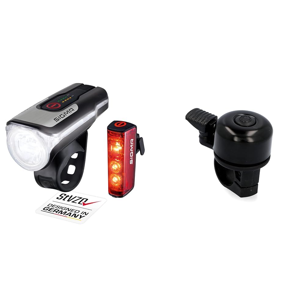 SIGMA SPORT LED Fahrradlicht Set Aura 80 Blaze | Akkubetrieben mit Bremsfunktion StVZO-zugelassen Schwarz