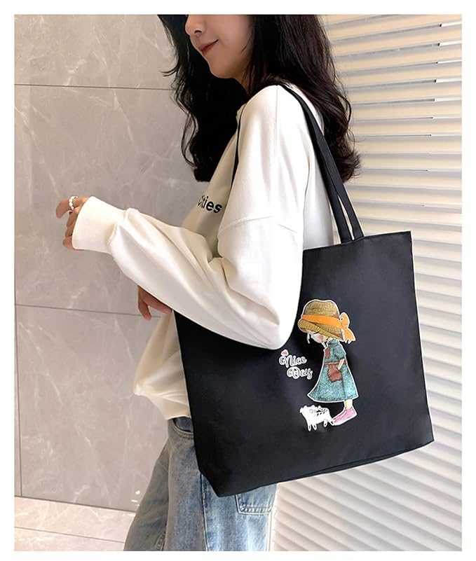 K2P Classic Tote Bags For Women Girls Canvas Handbag Zipper Large Capacity Fashion Bag For College Office 2
