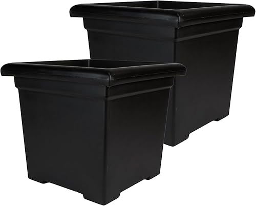 The HC Companies Macetas, Negro, 12.5 Pulgadas (Paquete de 2)