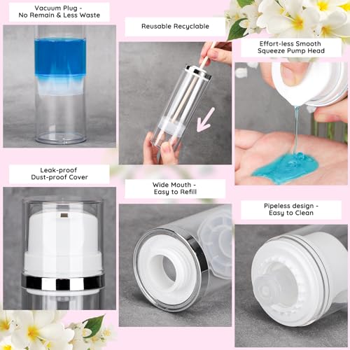 Image of Segbeauty 5oz Clear Refillable Cosmetic Containers,Pack of 3 Airless Pump Bottles 150ml Empty Travel Size Bottles Airless Cosmetic Pump Container Vacuum Cosmetic Travel Bottle for Toiletries