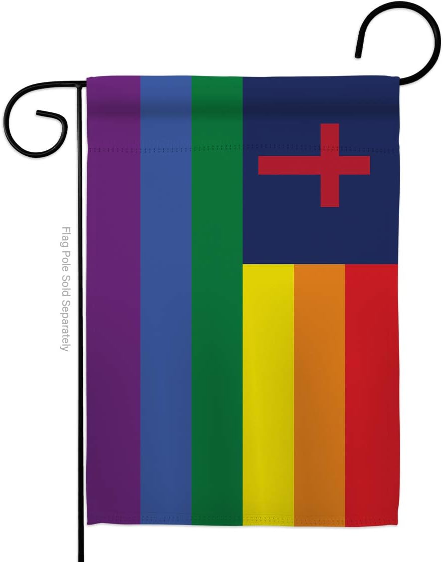 Christian Pride Burlap Burlap Garden Flag Support Rainbow Love LGBT Gay Bisexual Pansexual Transgender Small Decorative Gift Yard House Banner Double-Sided Made In USA 13 X 18.5