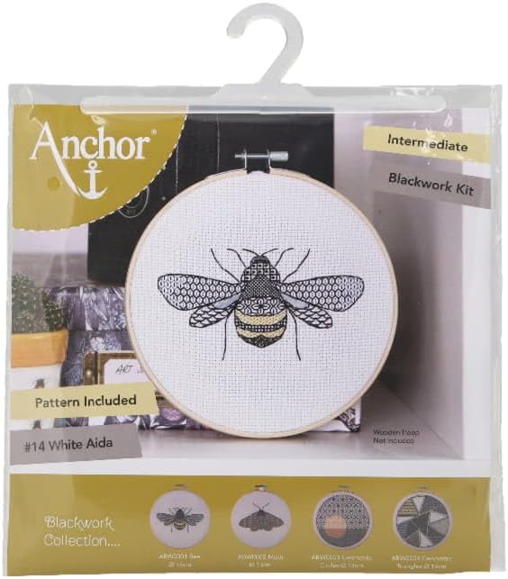 Anchor Counted Blackwork Stitch kit Bee, Diam 13cm, DIY