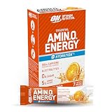 Optimum Nutrition Essential Amino Energy Plus Electrolytes Stick Packs, Energy Powder, Tangerine Wave, 7 Count