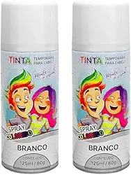 2 Tintas Spray Cabelo Maluco Lavável Carnaval Branca