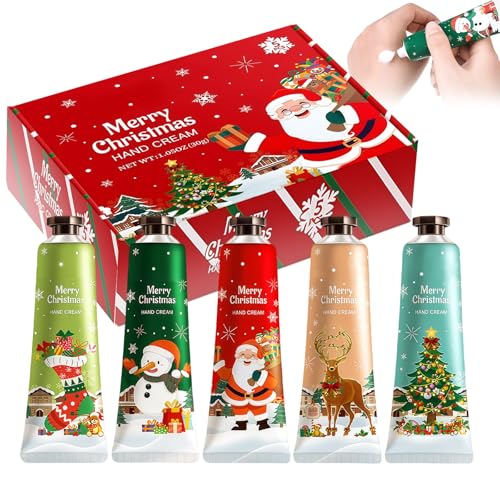 Conjunto de creme de mãos, 5 peças presente de creme mãos Natal, creme protetor de mãos reparador hidratante nutritivo presentes para o Natal, ação de graças (boxed)
