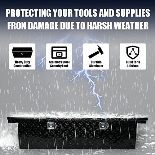 Confote 60 Inch Heavy Duty Aluminum Stripes Plated Tool Box Pick Up Truck Bed Rv Toolbox Waterproof Storage Organizer With Lock And Key,60"X 12"X 14"-Black thumb #3