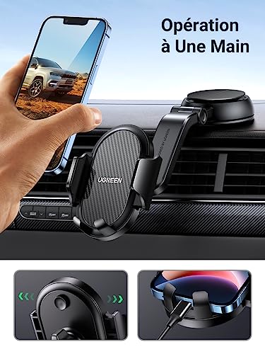 Support smartphone automobile rotation 360 degrés UGREEN ventouse haute adhérence - 5