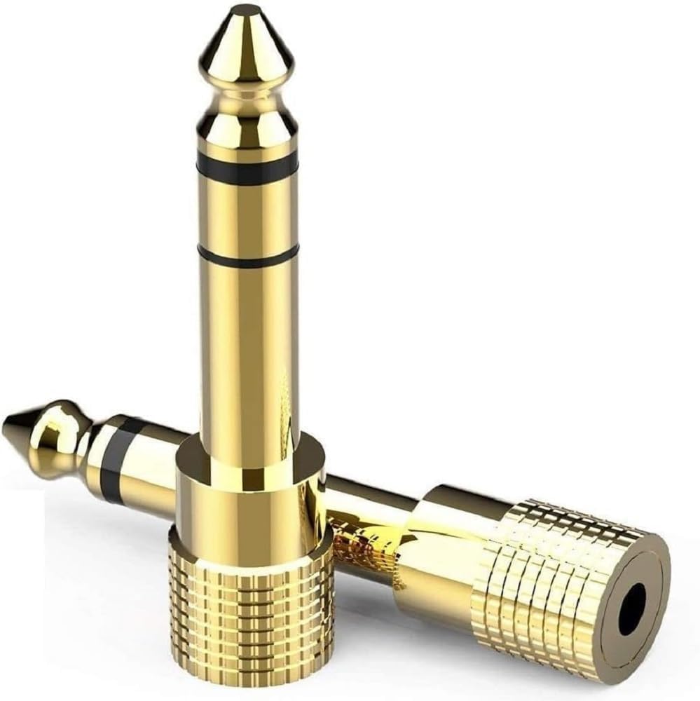 Stereo Headphone Adapter, Gold Plated 6.35mm (1/4) Male to 3.5mm (1/8) Female Audio Jack Plug for Guitar, AMP, Mixer, Speakers - 2 Pack