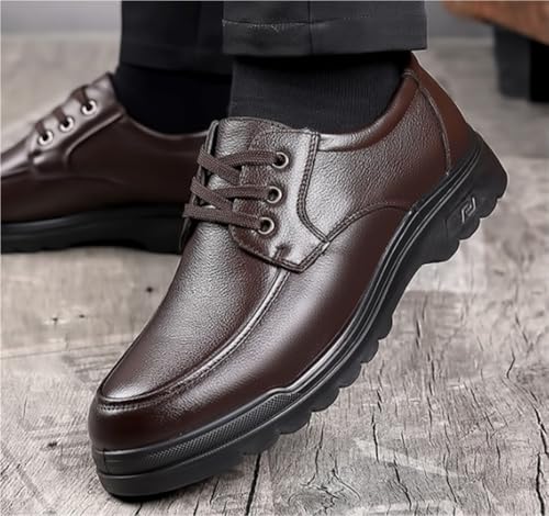 Platform Work Oxfords Round Toe Men's Leather Lace Up Shoes Lug Sole Dress Retro Comfort Business Work Office Shoes Height-Increasing2