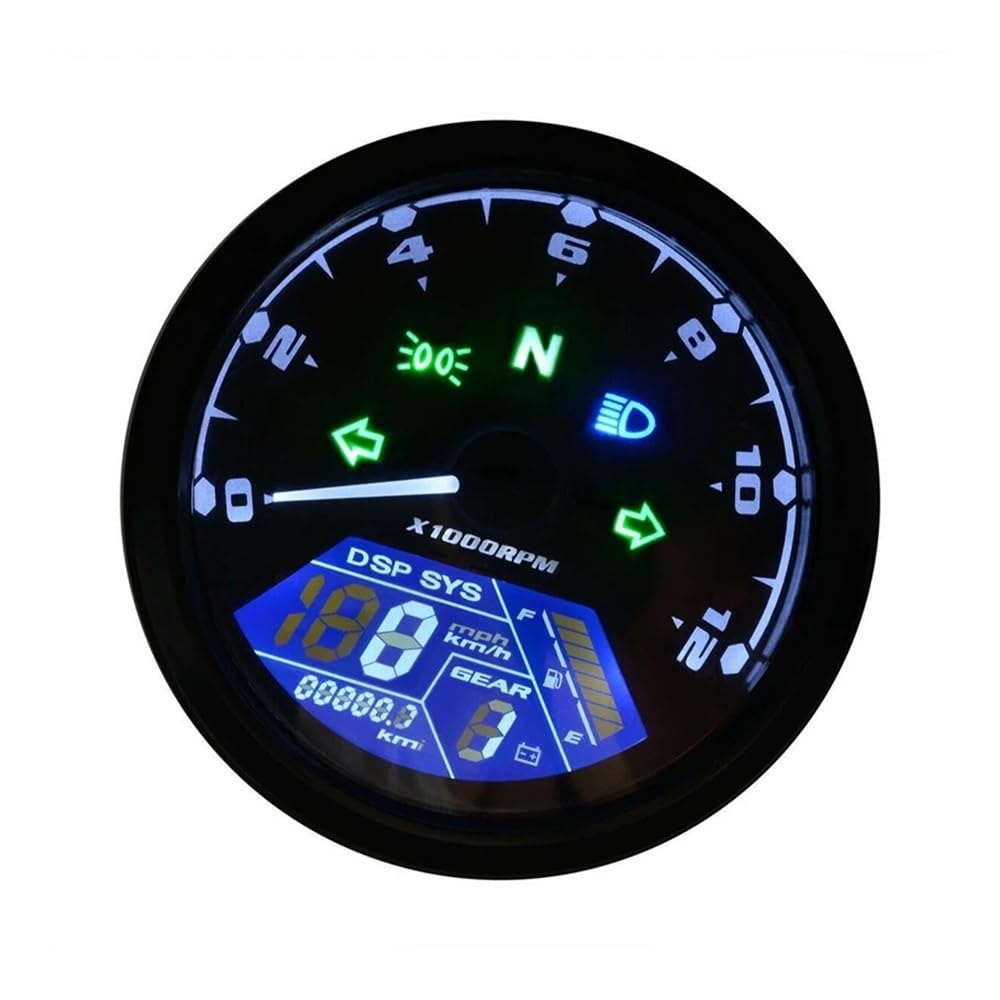 Indicatore Velocità Universale Moto 12000RMP Tachimetro Contachilometri Contagiri 1-4 Cilindri Manometro Digitale Cruscotto