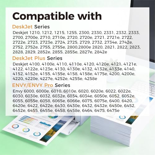 Image of 67XL Ink Cartridges Black /Color Combo Pack Replacement for HP Ink 67 XL 2PK | for HP67 HP67XL for 2855e 2800e 2755e 2700 4255e 4200e 6055e 6000 2852e 2827e 2700e 2734e 4155e 6455 6400 6458 6455e Printer