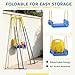 Qaba 3 in 1 Toddler Swing Set, Folding Child Swing Set for Kids with Seat Belt, Adjustable Seat for Garden Patio Outdoor Indoor for Children Gift, Blue