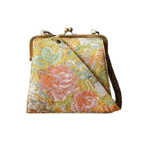Image of Theater Kisslock Clutch Bag for Women with Adjustable & Detachable Straps | Vintage-Inspired Structured Sling Bag for Day & Evening Use