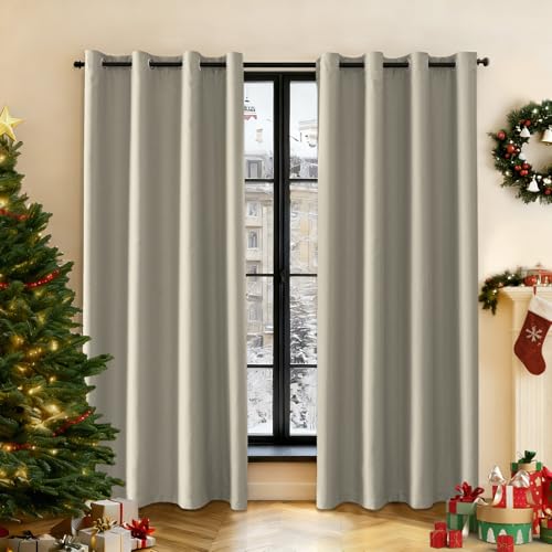 Ystyle Rideau Occultant Lot De 2, 140x260cm, Rideau Exterieur Impermeable, Rideau Thermique Isolant Anti Chaud Intérieurs, Rideau Phonique Anti Bruit, Moderne...