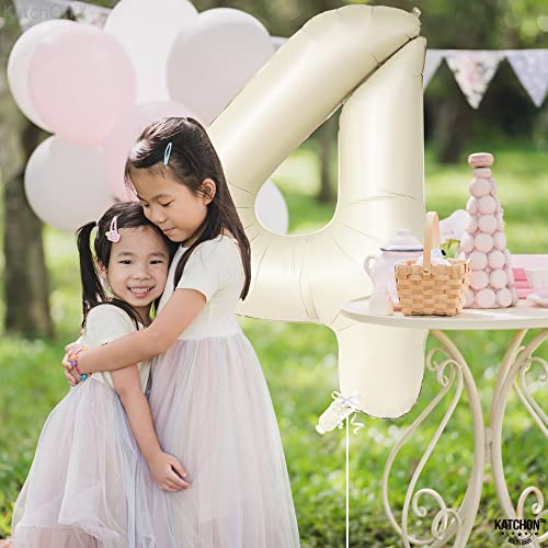 Image of KatchOn Cream White 4 Balloon Number 40 Inch, 4th Birthday Decor for Party | Number 4 Balloons for Birthdays, Creme Number 4 Balloon, 4 Year Old Balloon for 4th Birthday Party Supplies