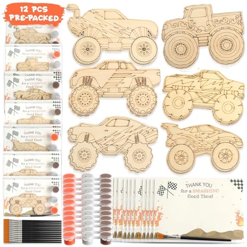 BOIKOKY 12-Pack Pre-Packaged Monster Truck Party Favors for Kids,...
