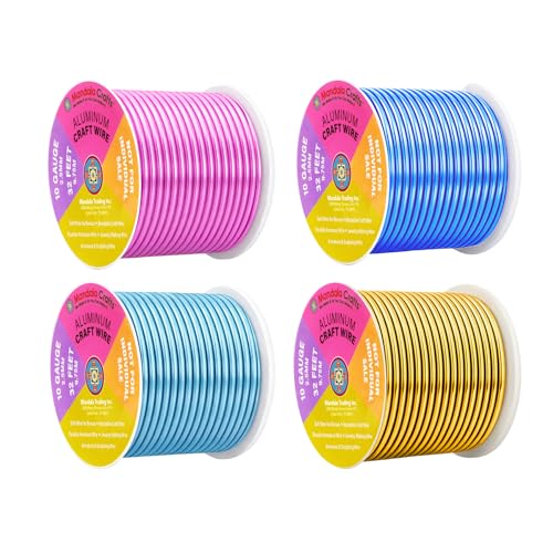 Image of Mandala Crafts 10 Gauge Anodized Aluminum Craft Wire for Jewelry Making - 128 FT Colored Flexible Pastel Wire - Bendable for Bonsai Armature Crafting Sculpting