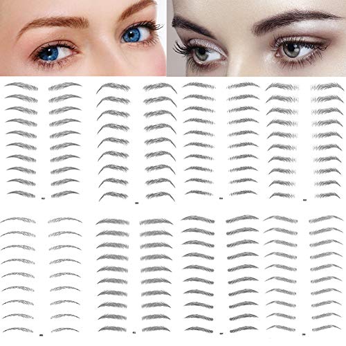 8 Sheets 78 Pairs 4D Hair-like Authentic Eyebrows Waterproof Natural Eyebrow Tattoo Stickers False Eyebrows Grooming Shaping Brow Shaper Makeup, 8 Styles