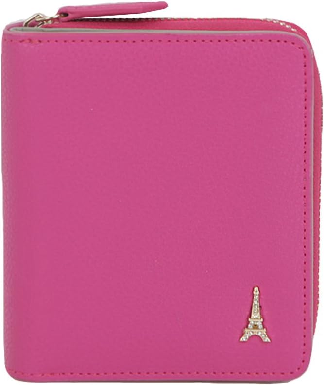 FrombParis Fashion Cowhide Half Wallet for Woman (Hot Pink)