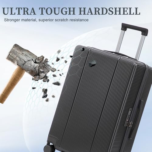 Luggage Set of 3 Piece Carry on Suitcase Sets with Spinner Wheel, Hardside Expandable Travel Laggage with TSA Lock for Men and Women (Dark Gray)4