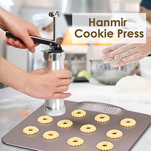 Cookie Press Gun Kit for DIY Biscuit Maker and Decoration with 20 Stainless Steel Cookie Discs and 4 Nozzles - Thumbnail 3
