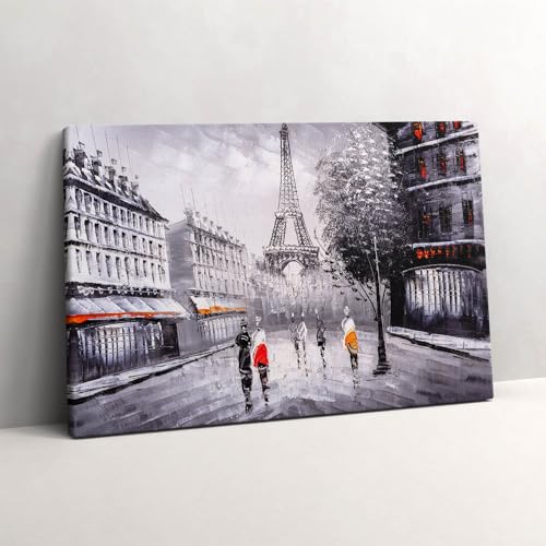 Peinture sur toile Tour Eiffel Paris 60x40cm pour décoration murale de salon