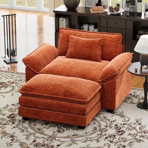 CDCASA 50'' Oversized Chair with Ottoman, Chenille Comfy Cloud Sofa...