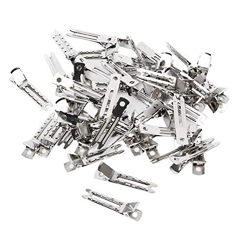 Haobase 60Pcs Doppio Polo Di Metallo Alligator Dei Capelli Clips Argento